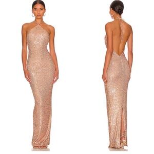Cue Shimmering Backless Sequin Dress - Gold